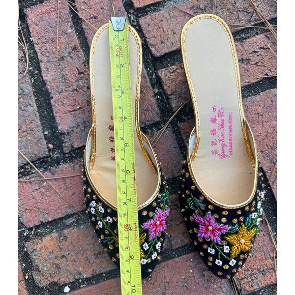 Vintage Jung Kee Beaded Velvet Mule Slides | Made in Hong Kong - Picture 11 of 11